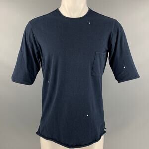 CAMO Size M Navy White Embroidery Cotton  Polyamide Crew Neck T-shirt